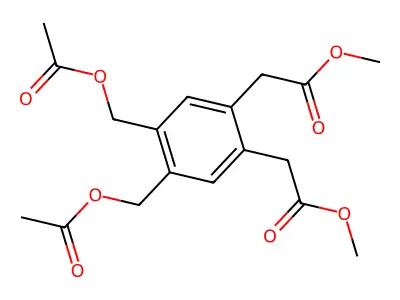 Methyl 2-[4,5-bis(acetyloxymethyl)-2-(2-methoxy-2-oxoethyl)phenyl]acetate structure