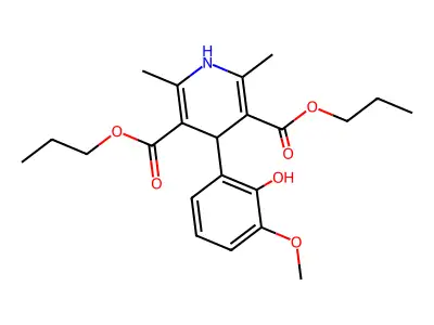 dipropyl 4-(2-hydroxy-3-methoxyphenyl)-2,6-dimethyl-1,4-dihydropyridine-3,5-dicarboxylate structure