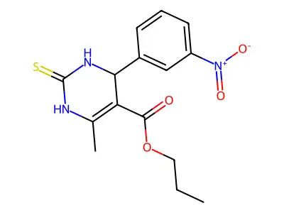 propyl 6-methyl-4-(3-nitrophenyl)-2-sulfanylidene-3,4-dihydro-1H-pyrimidine-5-carboxylate structure