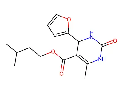 3-methylbutyl 4-(furan-2-yl)-6-methyl-2-oxo-3,4-dihydro-1H-pyrimidine-5-carboxylate structure