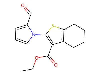 ethyl 2-(2-formyl-1H-pyrrol-1-yl)-4,5,6,7-tetrahydro-1-benzothiophene-3-carboxylate structure