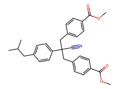 methyl 4-[2-cyano-3-(4-methoxycarbonylphenyl)-2-[4-(2-methylpropyl)phenyl]propyl]benzoate structure