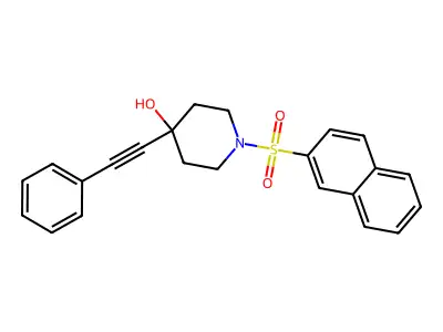 1-Naphthalen-2-ylsulfonyl-4-(2-phenylethynyl)piperidin-4-ol structure