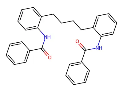 N,N'-(Butane-1,4-diylbis(2,1-phenylene))dibenzamide structure