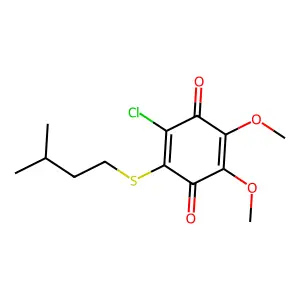2-Chloro-5,6-dimethoxy-3-(3-methylbutylsulfanyl)cyclohexa-2,5-diene-1,4-dione structure