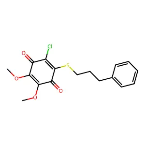 2-Chloro-5,6-dimethoxy-3-(3-phenylpropylsulfanyl)cyclohexa-2,5-diene-1,4-dione structure
