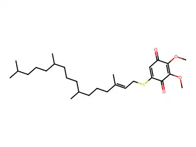 2,3-dimethoxy-5-[(E)-3,7,11,15-tetramethylhexadec-2-enyl]sulfanylcyclohexa-2,5-diene-1,4-dione structure