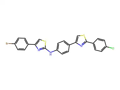 2-Thiazolamine, 4-(4-bromophenyl)-N-(4-(2-(4-chlorophenyl)-4-thiazolyl)phenyl)- structure