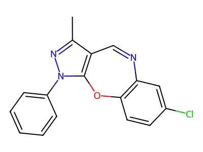 7-Chloro-3-methyl-1-phenylpyrazolo[3,4-b][1,5]benzoxazepine structure
