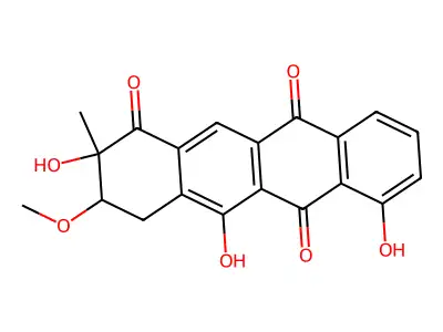 3-Methoxy-2-methyl-2,5,7-trihydroxy-3,4-dihydro-1,6,11(2H)-naphthacenetrione structure