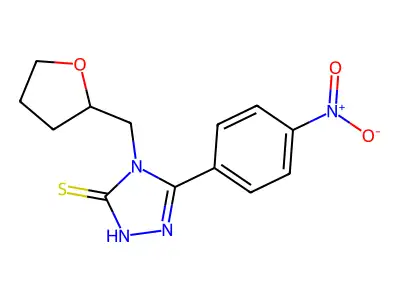 5-(4-Nitrophenyl)-4-((tetrahydrofuran-2-yl)methyl)-4H-1,2,4-triazole-3-thiol structure