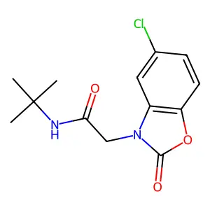 N-tert-butyl-2-(5-chloro-2-oxo-1,3-benzoxazol-3-yl)acetamide structure