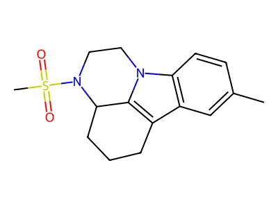 8-methyl-3-(methylsulfonyl)-2,3,3a,4,5,6-hexahydro-1H-pyrazino[3,2,1-jk]carbazole structure