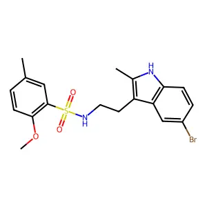 N-[2-(5-bromo-2-methyl-1H-indol-3-yl)ethyl]-2-methoxy-5-methylbenzenesulfonamide structure