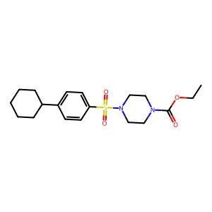 Piperazine-1-carboxylic acid, 4-(4-cyclohexylbenzenesulfonyl)-, ethyl ester structure