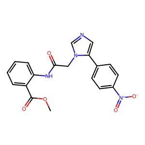 Methyl 2-[[2-[5-(4-nitrophenyl)imidazol-1-yl]acetyl]amino]benzoate structure