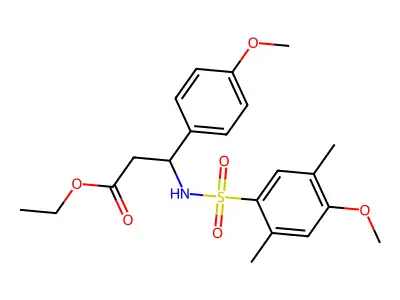 Ethyl 3-(4-methoxy-2,5-dimethylbenzenesulfonamido)-3-(4-methoxyphenyl)propanoate structure