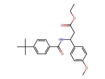 Propionic acid, 3-(4-tert-butylbenzoylamino)-3-(4-methoxyphenyl)-, ethyl ester structure