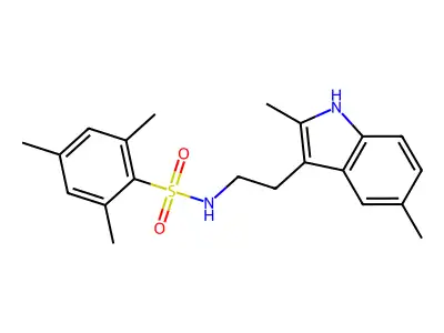 N-[2-(2,5-dimethyl-1H-indol-3-yl)ethyl]-2,4,6-trimethylbenzenesulfonamide structure