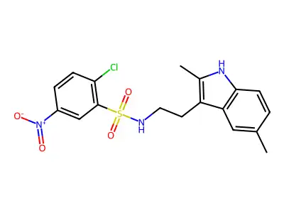 2-chloro-N-[2-(2,5-dimethyl-1H-indol-3-yl)ethyl]-5-nitrobenzene-1-sulfonamide structure