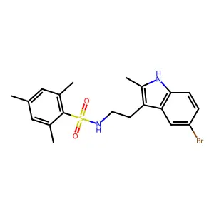 N-[2-(5-bromo-2-methyl-1H-indol-3-yl)ethyl]-2,4,6-trimethylbenzenesulfonamide structure