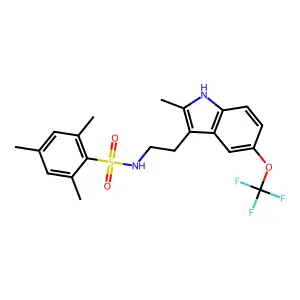2,4,6-trimethyl-N-{2-[2-methyl-5-(trifluoromethoxy)-1H-indol-3-yl]ethyl}benzenesulfonamide structure