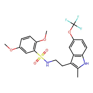 2,5-dimethoxy-N-{2-[2-methyl-5-(trifluoromethoxy)-1H-indol-3-yl]ethyl}benzenesulfonamide structure