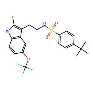 4-tert-butyl-N-{2-[2-methyl-5-(trifluoromethoxy)-1H-indol-3-yl]ethyl}benzenesulfonamide structure