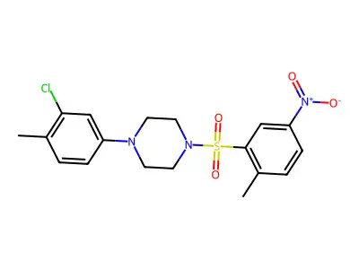 1-(3-Chloro-4-methylphenyl)-4-(2-methyl-5-nitrobenzenesulfonyl)piperazine structure