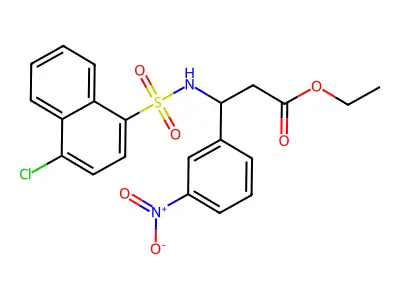 Ethyl 3-(4-chloronaphthalene-1-sulfonamido)-3-(3-nitrophenyl)propanoate structure