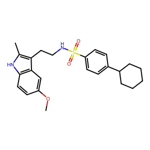 4-cyclohexyl-N-[2-(5-methoxy-2-methyl-1H-indol-3-yl)ethyl]benzenesulfonamide structure