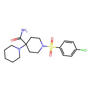 1-(4-Chlorophenyl)sulfonyl-4-piperidin-1-ylpiperidine-4-carboxamide structure
