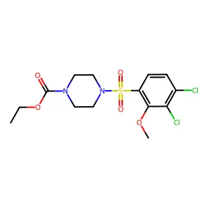 Piperazine-1-carboxylic acid, 4-(3,4-dichloro-2-methoxybenzenesulfonyl)-, ethyl ester structure