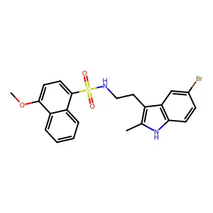 N-[2-(5-bromo-2-methyl-1H-indol-3-yl)ethyl]-4-methoxynaphthalene-1-sulfonamide structure