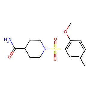 1-(2-Methoxy-5-methylphenyl)sulfonylpiperidine-4-carboxamide structure
