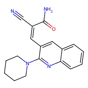 (Z)-2-cyano-3-(2-piperidin-1-ylquinolin-3-yl)prop-2-enamide structure