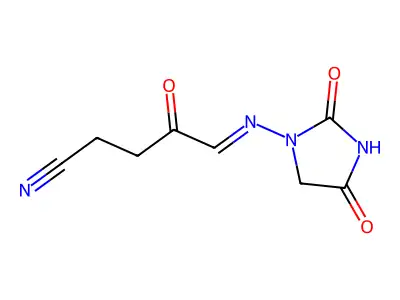 5-[(2,4-Dioxoimidazolidin-1-yl)imino]-4-oxopentanenitrile structure