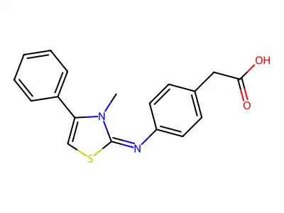 4-((3-Methyl-4-phenyl-2(3H)-thiazolylidene)amino)benzeneacetic acid structure