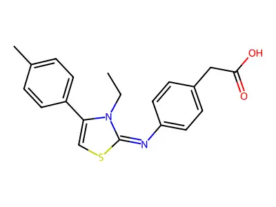 4-((3-Ethyl-4-(4-methylphenyl)-2(3H)-thiazolylidene)amino)benzeneacetic acid structure