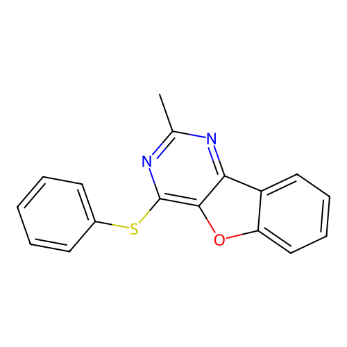 2-Methyl-4-(phenylsulfanyl)[1]benzofuro[3,2-d]pyrimidine structure