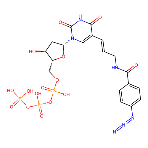 5-(N-(4-azidobenzoyl)-3-aminoallyl)deoxyuridine 5'-monophosphate structure