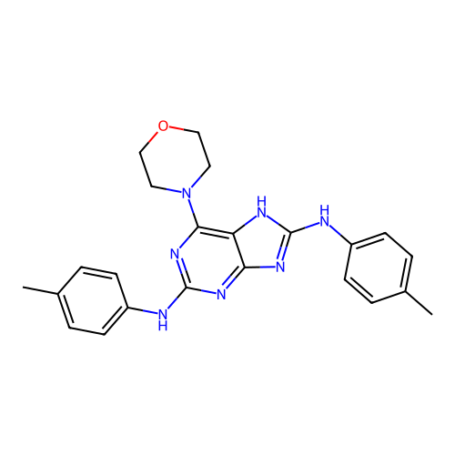 1H-Purine-2,8-diamine, N,N'-bis(4-methylphenyl)-6-(4-morpholinyl)- structure