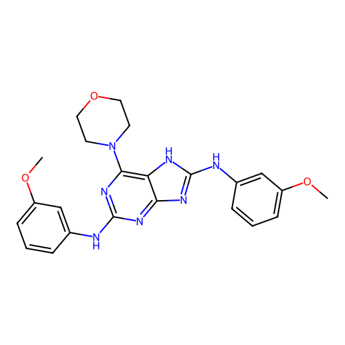 1H-Purine-2,8-diamine, N,N'-bis(3-methoxyphenyl)-6-(4-morpholinyl)- structure