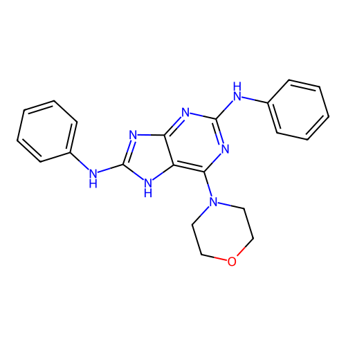 1H-Purine-2,8-diamine, 6-(4-morpholinyl)-N,N'-diphenyl- structure