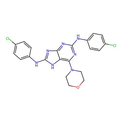 1H-Purine-2,8-diamine, N,N'-bis(4-chlorophenyl)-6-(4-morpholinyl)- structure