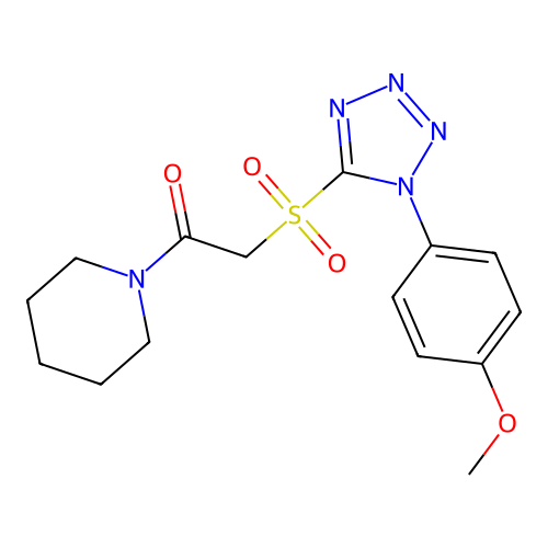 2-[1-(4-Methoxyphenyl)tetrazol-5-yl]sulfonyl-1-piperidin-1-ylethanone structure