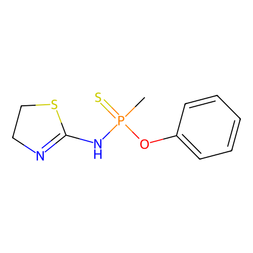 O-phenyl N-(4,5-dihydro-1,3-thiazol-2-yl)-P-methylphosphonamidothioate structure