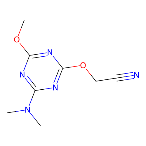 {[4-(Dimethylamino)-6-methoxy-1,3,5-triazin-2-yl]oxy}acetonitrile structure