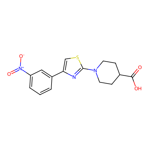 1-[4-(3-nitrophenyl)-1,3-thiazol-2-yl]piperidine-4-carboxylic Acid structure