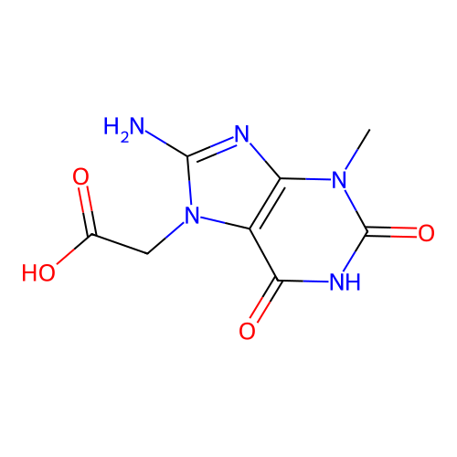 2-(8-amino-3-methyl-2,6-dioxo-2,3-dihydro-1H-purin-7(6H)-yl)acetic acid structure